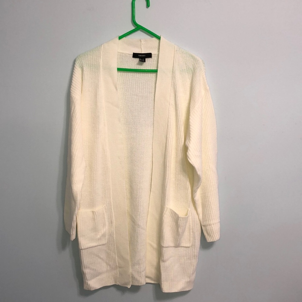Cream long forever 21 cardigan
